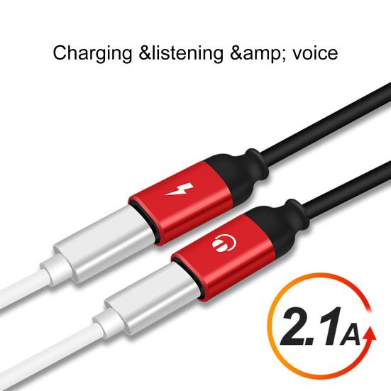 Aluminum Alloy 2-in-1 Cable Headphone Jack Splitter Adapter Fast Charging Port Dual Converter