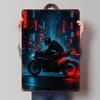 Cyberpunk Motorcycle Rider Neon City Tinplate Poster Customized Wall Art Vintage Metal Signs Retro Tin Plaque for Office Decor