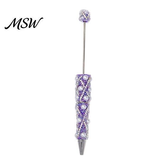 Creative Gifts for Sisters DIY Beadable Pen, Bling Rhinestones And Faux Pearls Beaded Decorative Stationery Students Black Ink Ballpoint Pen