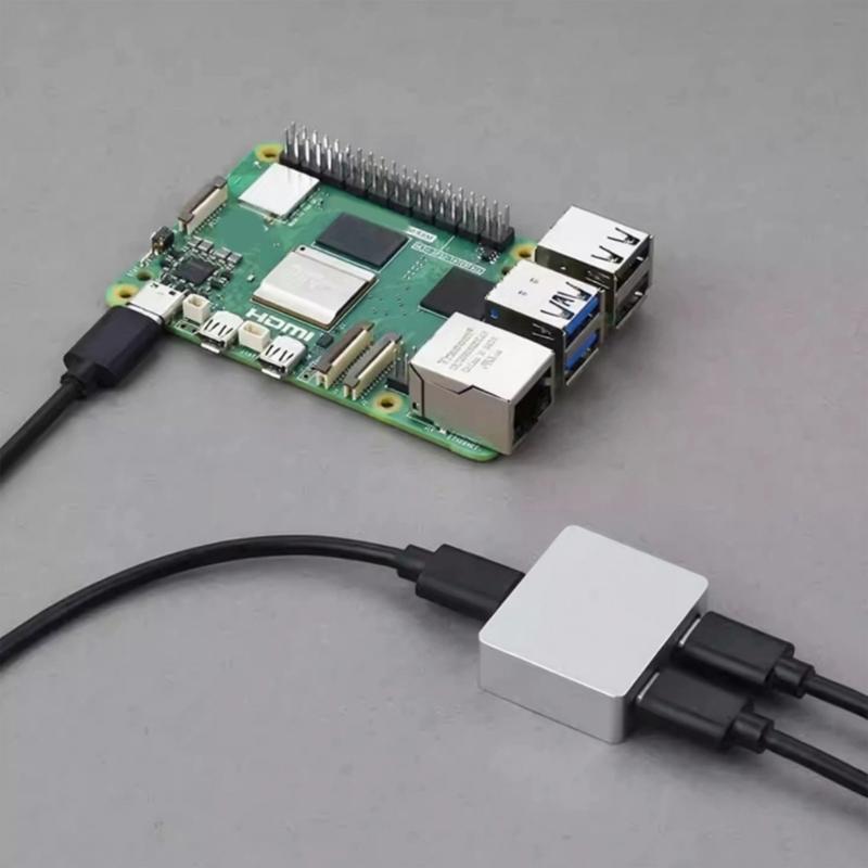 Aluminum Alloy USB C Power and Signal Splitter DC5V Input for Power and Data Separation Plugs and Play Support Audios