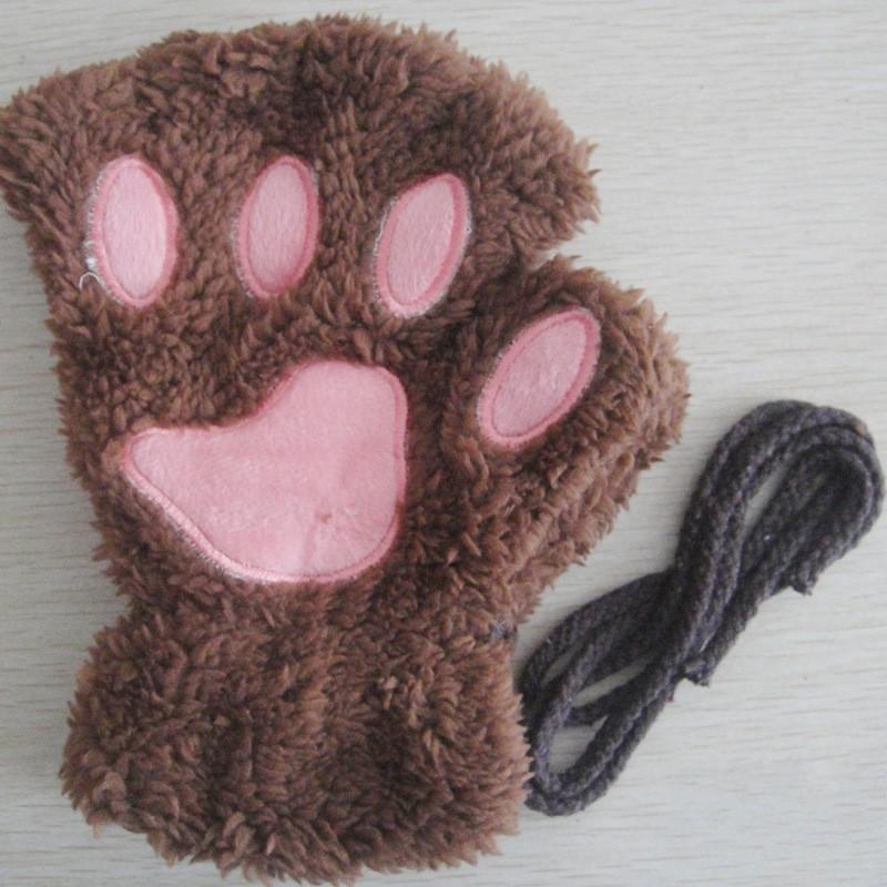 Winter Cute Cartoon Cat Girl Fingerless Gloves