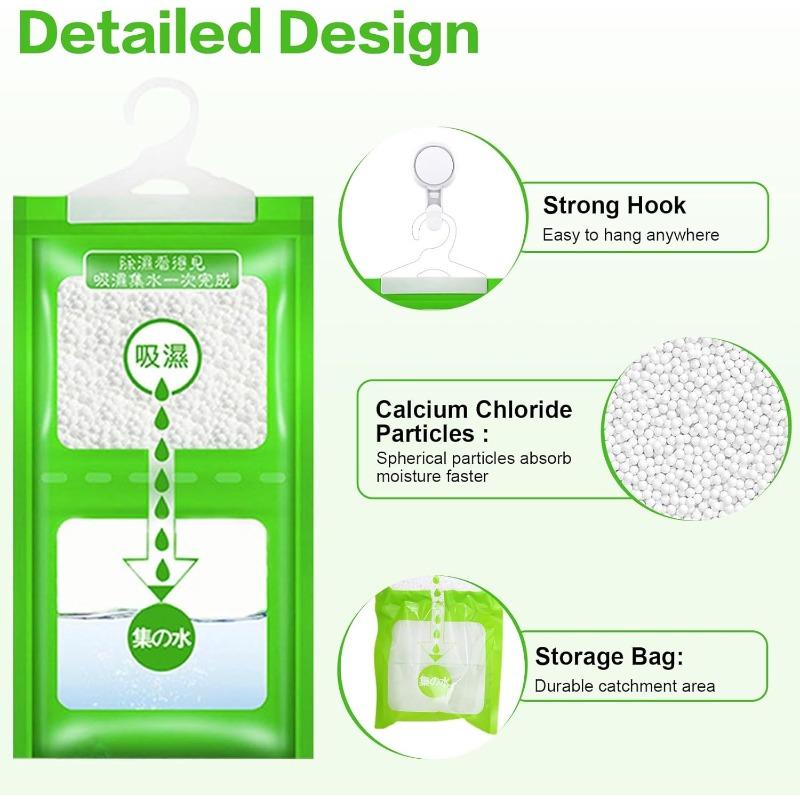 Leistungsstarker Hänge-Feuchtigkeitsabsorberbeutel, Entfeuchterbeutel, Schimmelabweisend Antifeuchtigkeit für Kleiderschrank & Schrank