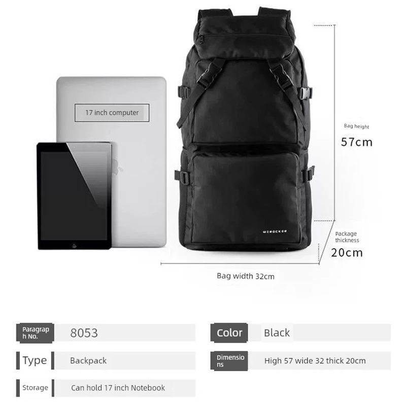 

Men Large Capacity Outdoor Sports Backpack for Business Trip Black