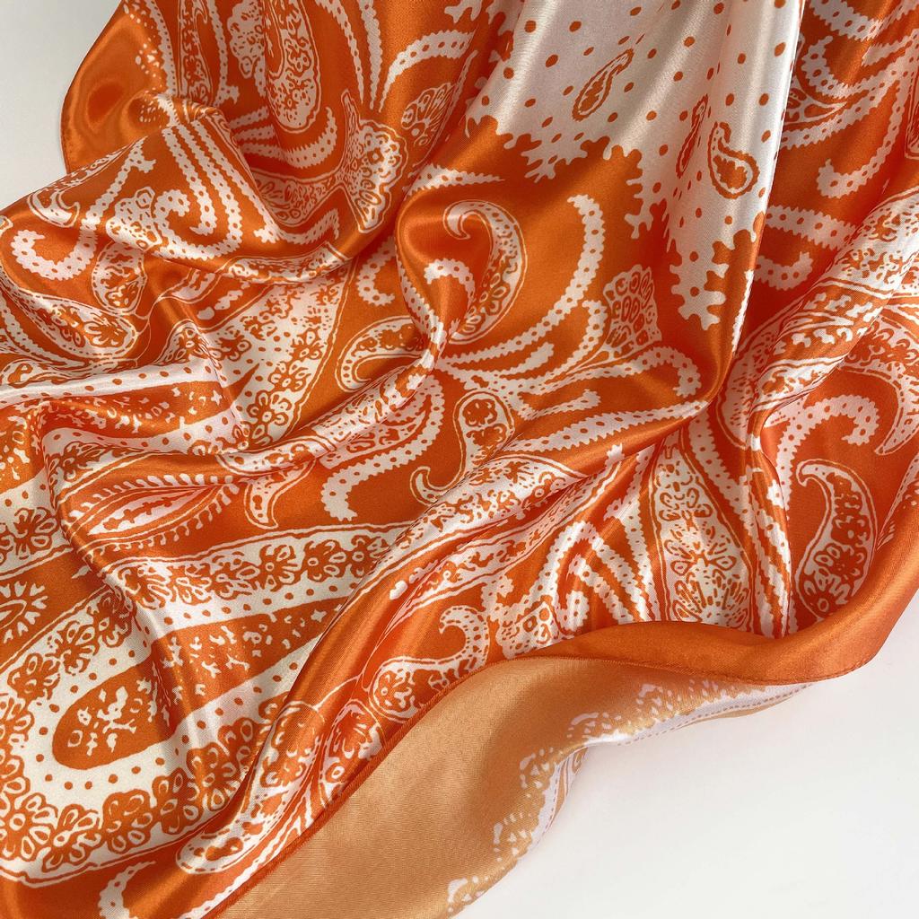 90cm Silk Scarf Ladies Large Square Scarf New Cashew Printed Turban Shawl Silk Scarf Silk Scarf Ladies Fashion