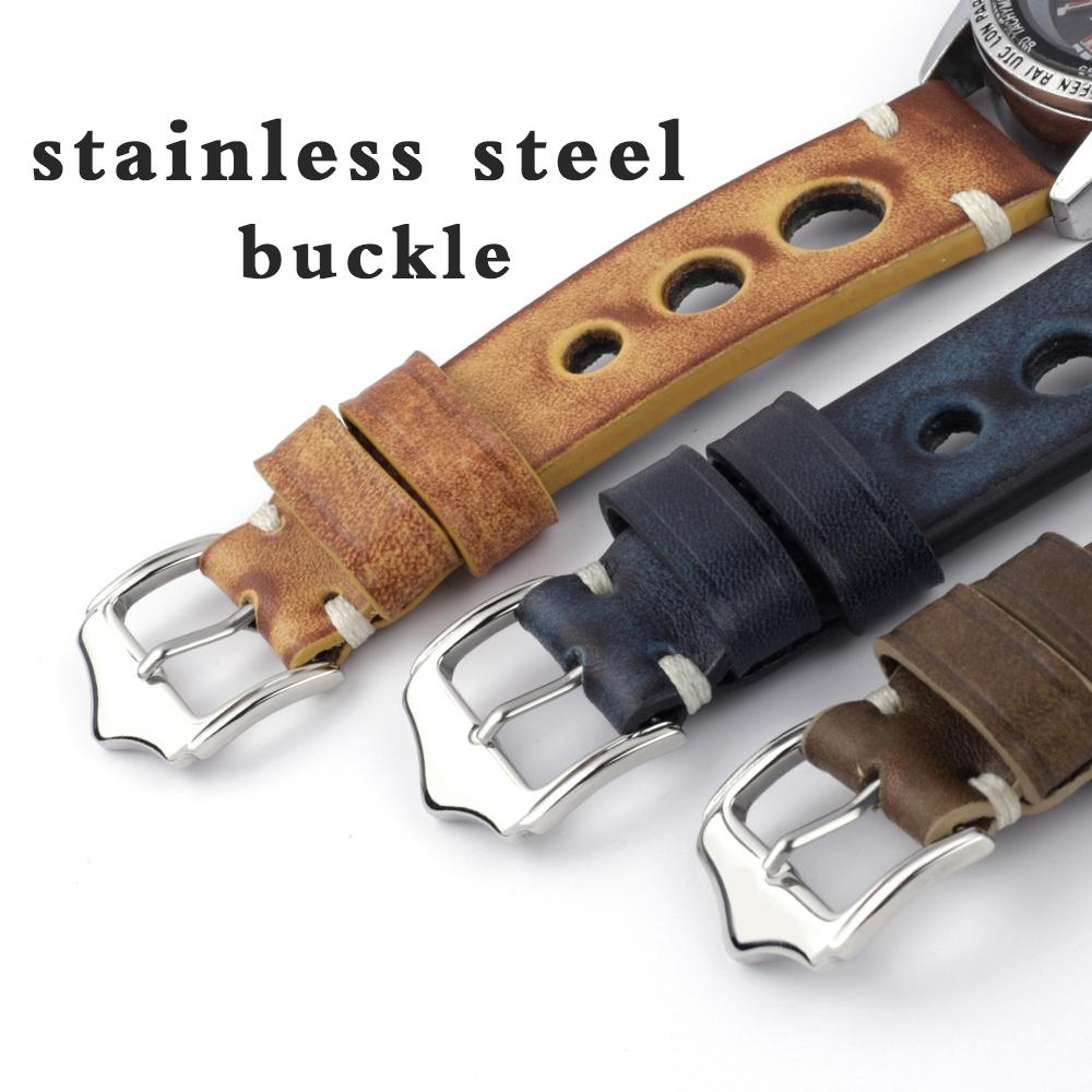 Handgefertigtes Echtes Leder Uhrenarmband 20mm 22mm 24mm Vintage Erste Schicht Rindsleder Uhrenarmband Armband Ersatz für Herren