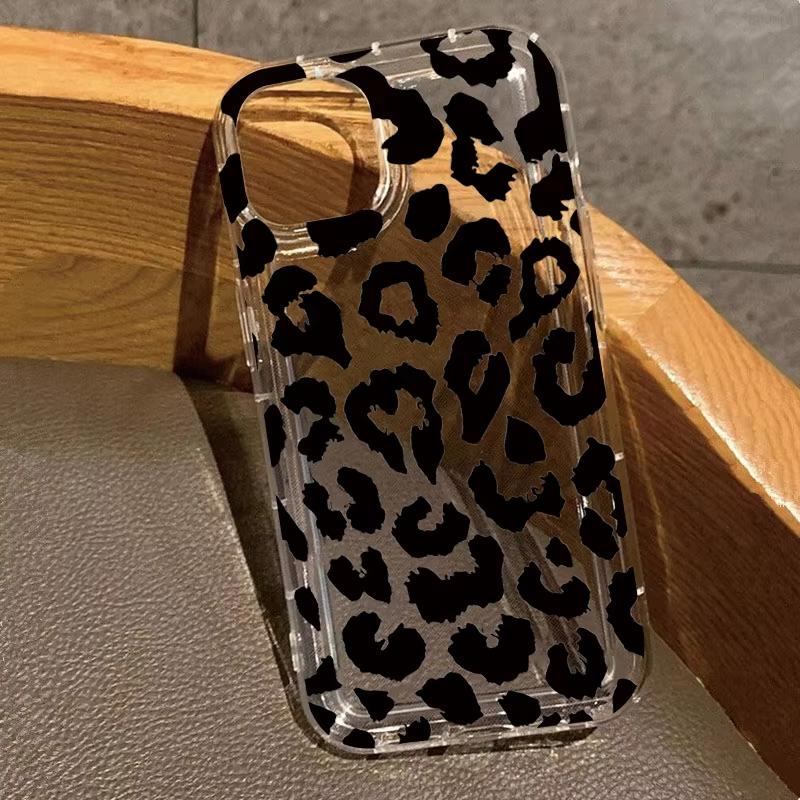 

Black Leopard Print Transparent Phone Case for Samsung Galaxy A55 A35 A25 A15 5G A24 A23 A22 A32 A52 A52S A71 A72 A51 4G Cover A73 5G
