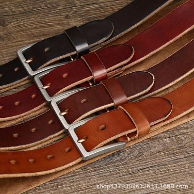 Simple, Fashionable, Retro, Thickened Top Layer, Pure Cowhide Belt, Men's Genuine Leather, Stainless Steel Buckle, New Style Waist Belt