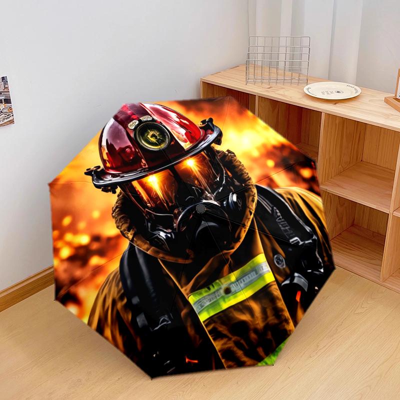 1 PC Automatic Folding Umbrella - Flame Art Pattern, Portable & Foldable Design with 8 Ribs, Christmas Birthday Gifts