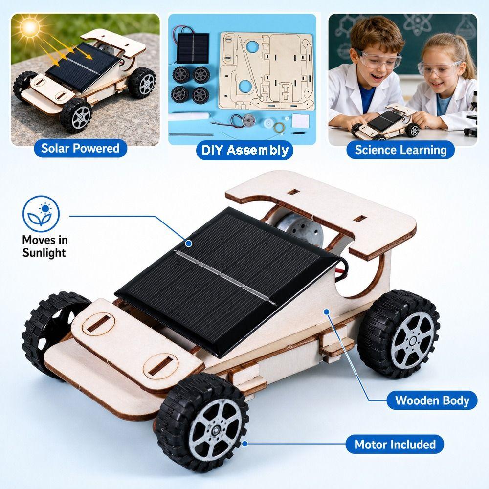 Montage Holzauto Modell Solarbetrieben Lernfahrzeug Spielzeug Solarmodell Auto Wissenschaftliches Lernen