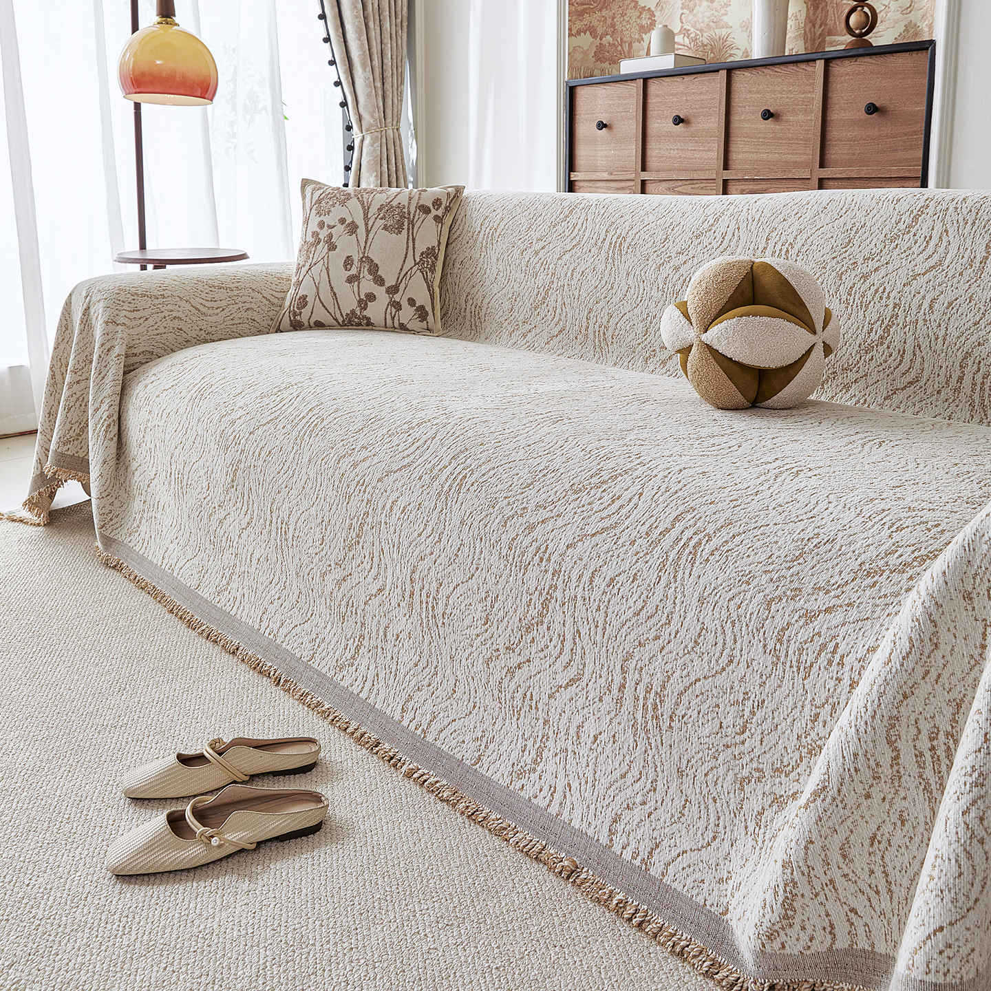 Solid Color Chenille Sofa Cover Modern Simple All Season Couch Slipcover Throw Blanket 180*130cm