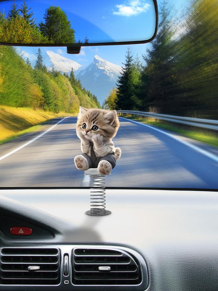 Car Decorations Cute Cat Bobble Car Dashboard Toy Decorative Interior Accessories Shake Head Dancing Toy Funny Cute Animal