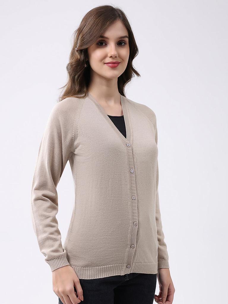 MONTE CARLO Womens Regular Fit Solid Cardigan