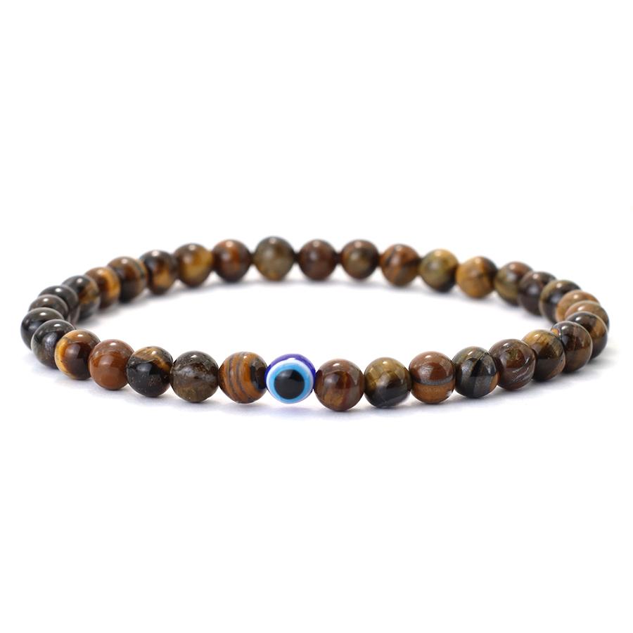 Simple Style 6mm Stone Bracelet For Men Turkey Evil Eyes Braclet White Blue Red Howlite Beaded Braslet Meditation Healing Joias