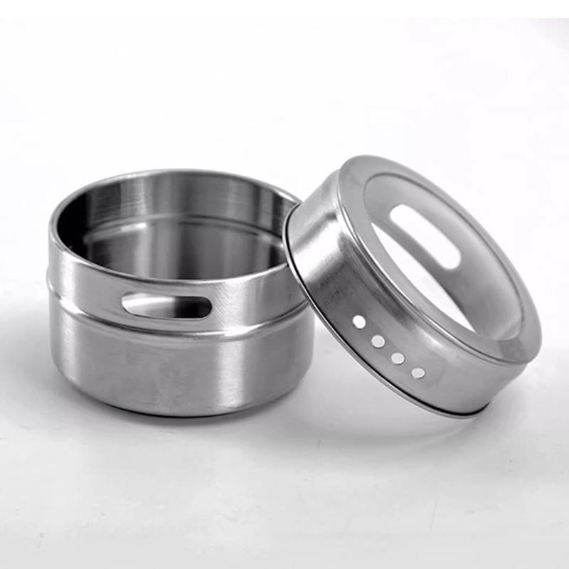 1/4 Pezzi Barattoli Magnetici per Spezie Scatola Sigillata per Barbecue Scatola per Polveri Acciaio Inossidabile Montato a Parete Serbatoio per Condimenti