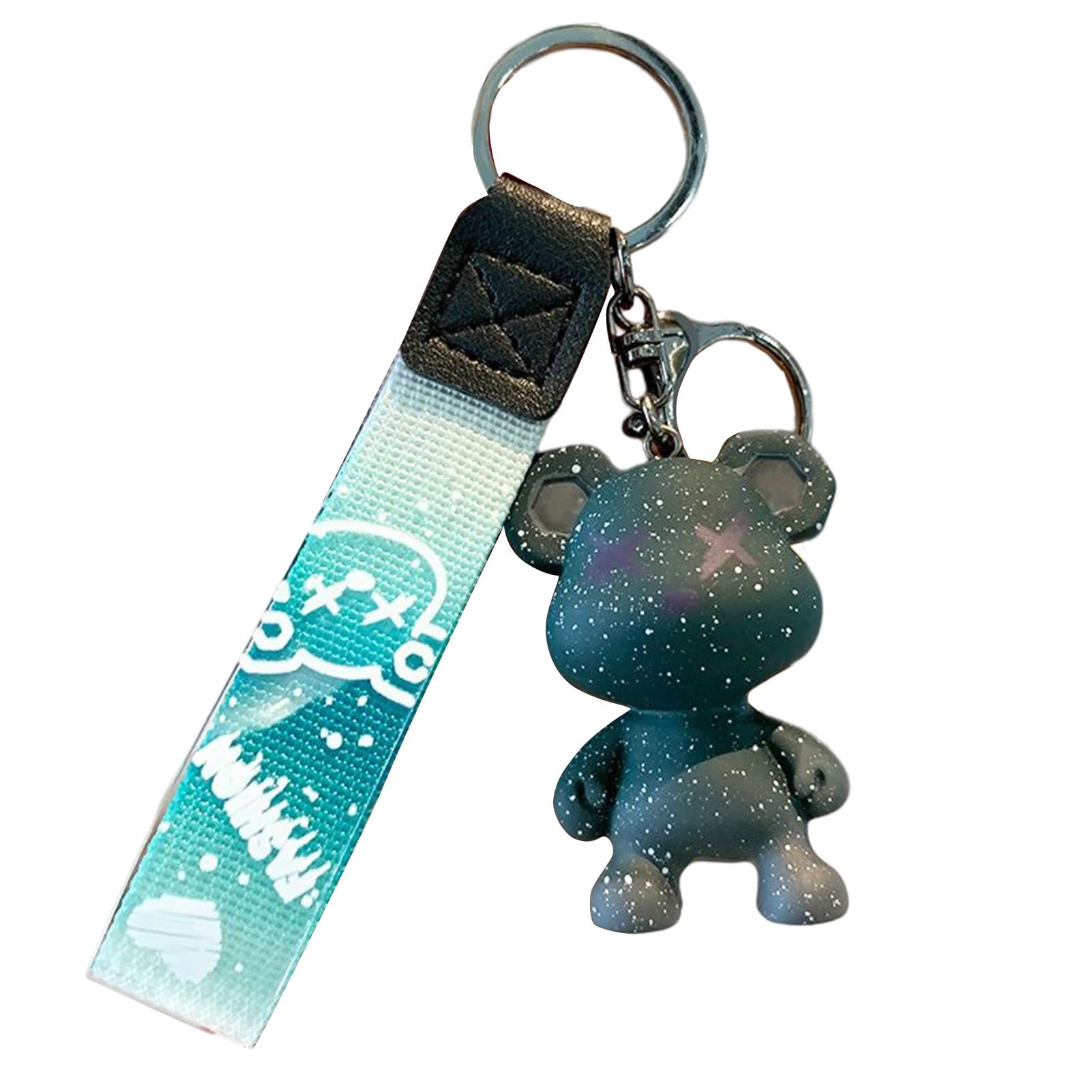 

[Moerstar] Bear Keychain Keychain Cute Resin Animal Pendant Cute Color Bear Key Braided Idea Rope Animal Pendant Metal Keychain, green Bear height: 5.7 cm зелений