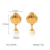 French Gold Heart Bow Pearl Earrings Titanium Steel Earrings for Women