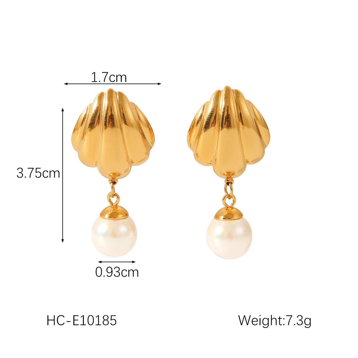 French Gold Heart Bow Pearl Earrings Titanium Steel Hypoallergenic Jewelry for Women
