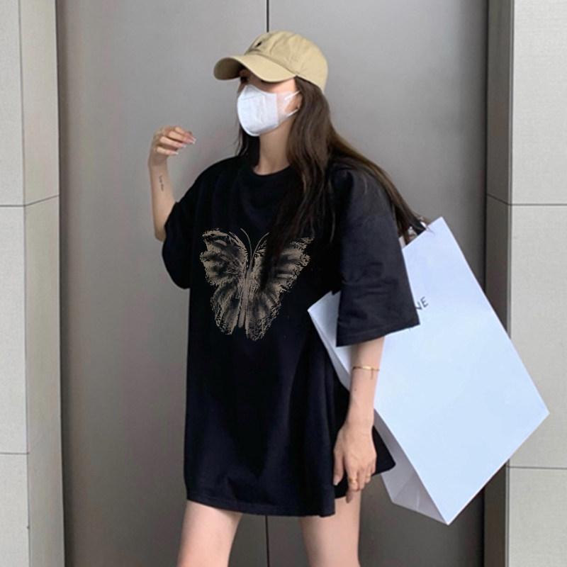 Women's Plus Size Retro Oversized Short Sleeve Mid-Length T-shirt