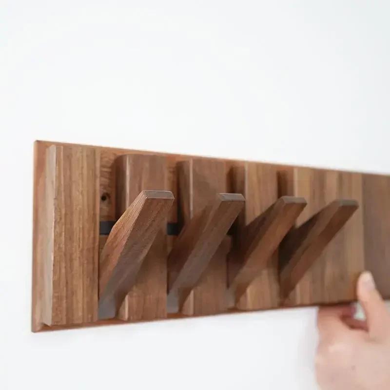 Coat Rack Hook Nordic Walnut Wall Clothes Racks Furniture for Home Dressing Rooms Piano Keys Coat Shelves Dress Hanger Room