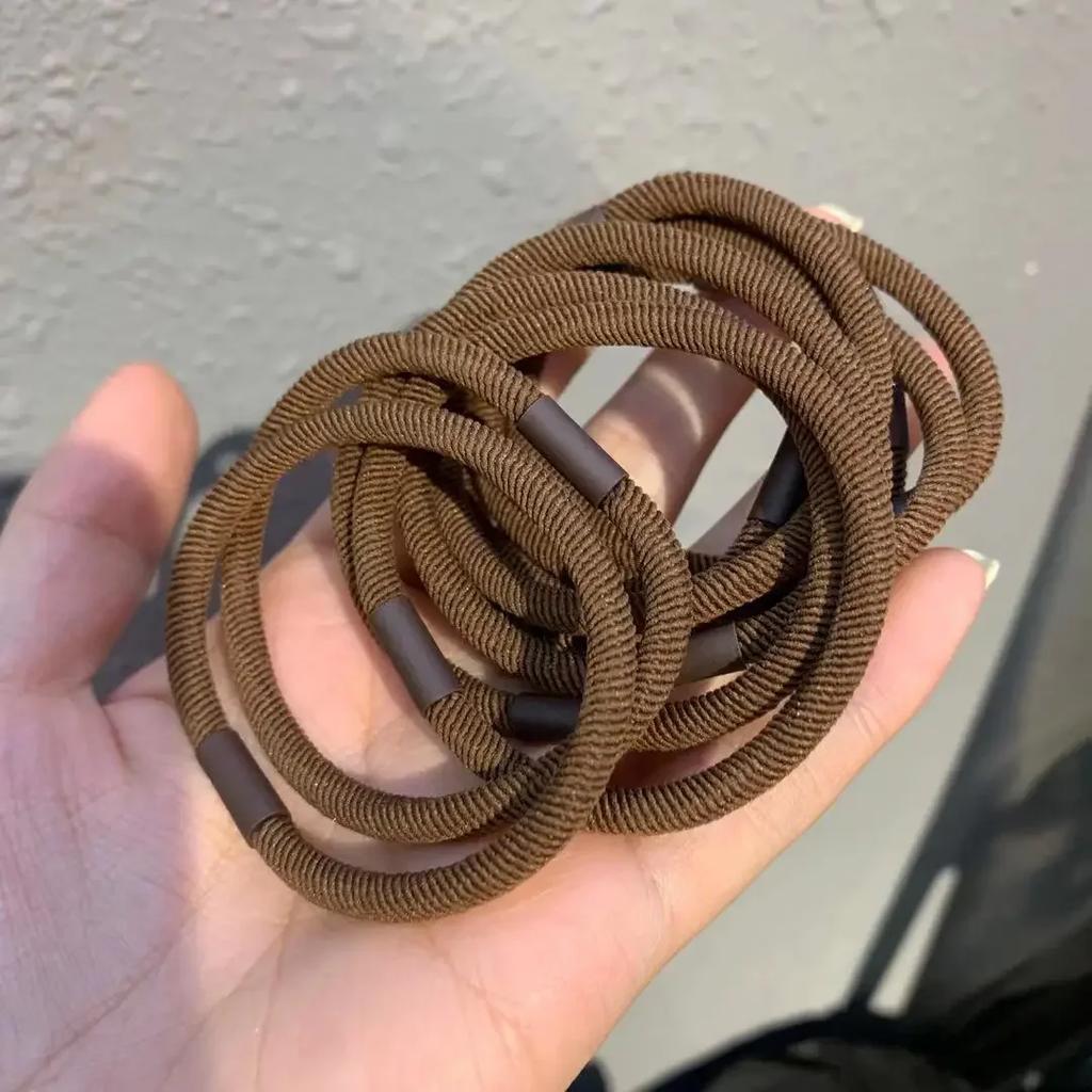 10Pcs/set Thick Hair Ties Screw Thread Pattern Hairband Elastic Durable Hair Ties Woman Hair Styling Accessories Milk Coffee New