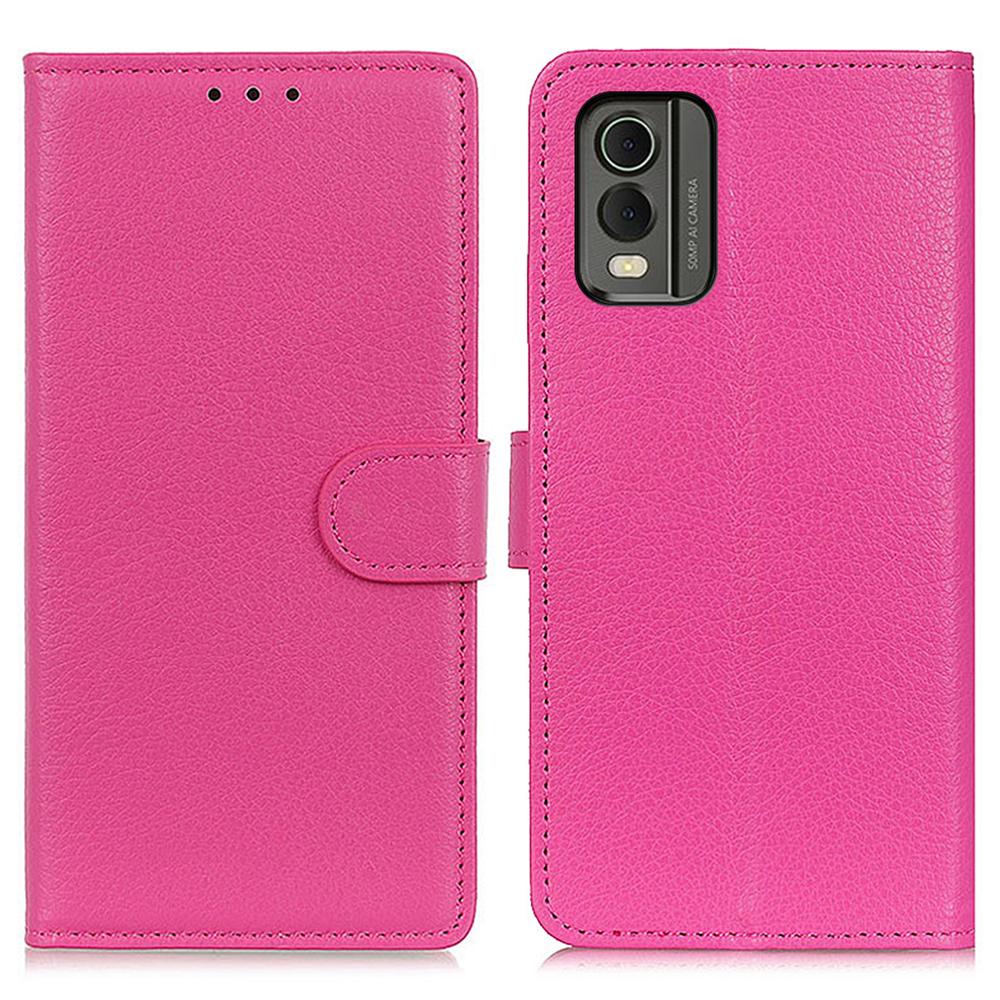 

Wallet Stand Phone Case for Nokia C32,PU Leather+TPU Litchi Texture Phone Cover Rose