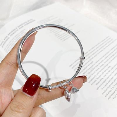 Yousheng Women Bangle Silver Color Adjustable Dainty Sweet Nonallergic Gift Electroplating Lotus Seedpod Charm Girls Bracelet Fashion Jewelry