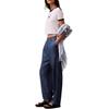 Calvin Klein Short Soft Breathable Round Neck Short Sleeve T-Shirt Women Tops Bright-White Blue 47B808G-111