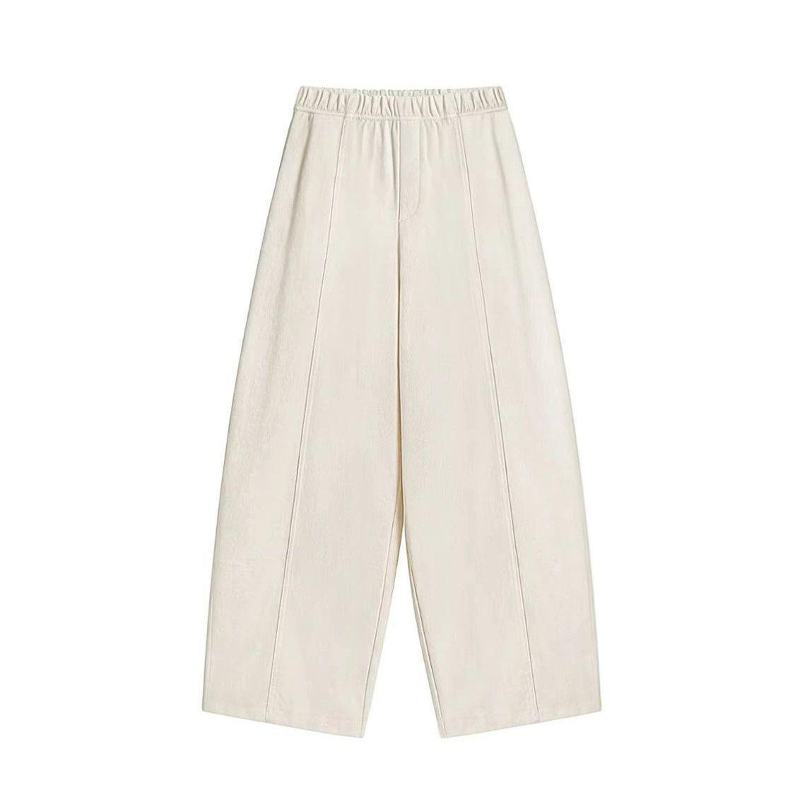 

Off-White Korean Loose Wide-Leg Pants for Petite & Plus Size Women 2XL: Recommended for 130-145 jin бежевый