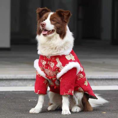 New Year Festive Warm Cotton Coat for Medium & Large Dogs: Golden Retriever, Border Collie, Small Dog Tang Suit