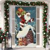 1 Stück Frohe Weihnachten Baum Türabdeckung Banner Polyester Schneemann Weißes Weihnachtsmuster für Heiligabend Neujahr Feiertagsparty Haustür Heim Wanddeko