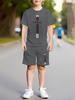 2026 Sommer Lässige Jungen T-Shirts Sets Rundhals Paris Buchstabe 3D Gedruckte Shorts Sport Zweiteiliges Anzug Outdoor Kinderkleidung