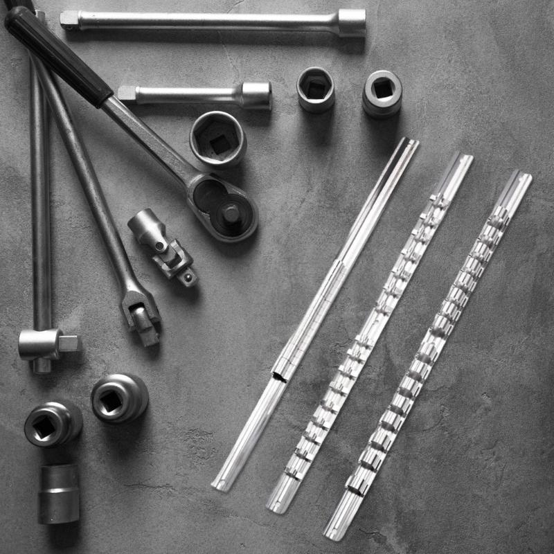 Steel Socket Rack Holder Tool Organizer Wall Mounted Socket Rail Holder Simple Installs for Garage & Workshop Storage