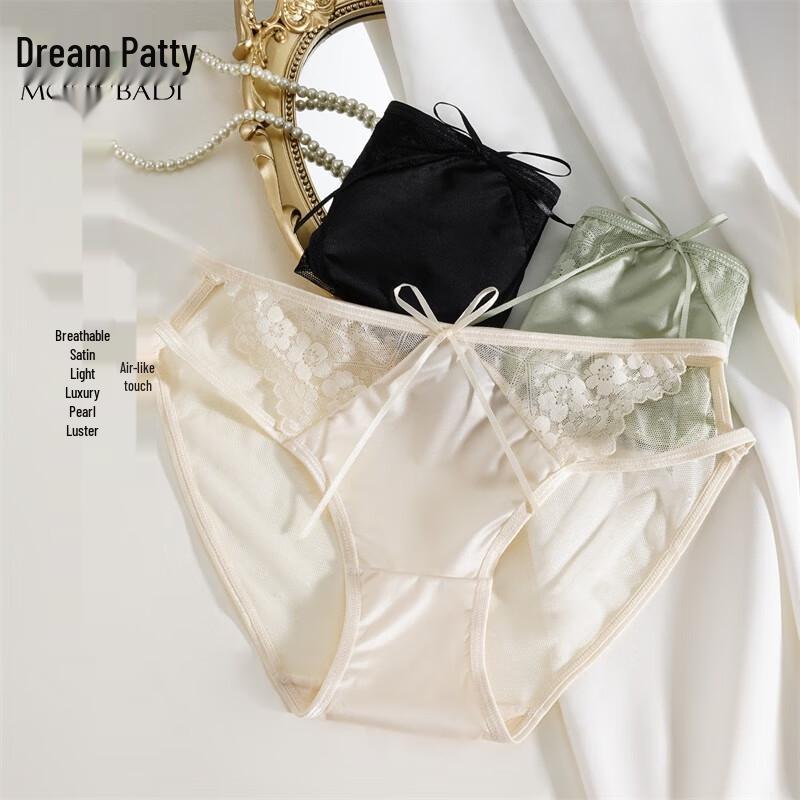 Mengbadi Women's Silk-Blend Lace Mesh Briefs 3-Pack