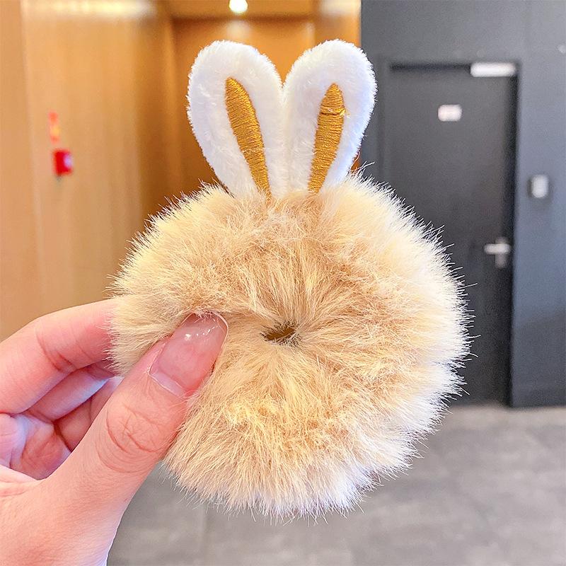 Cheapest Rabbit Ears Elastic Hair Bands Girls Women Fur Fluffy Hair Rings Imitation Rabbit Fur Plush Scrunchies Hair Accessories