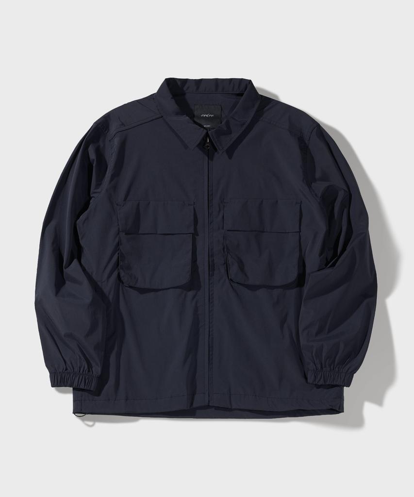 Ffeff Studio 3D Pocket Standard Collar Zip-Up (Navy)