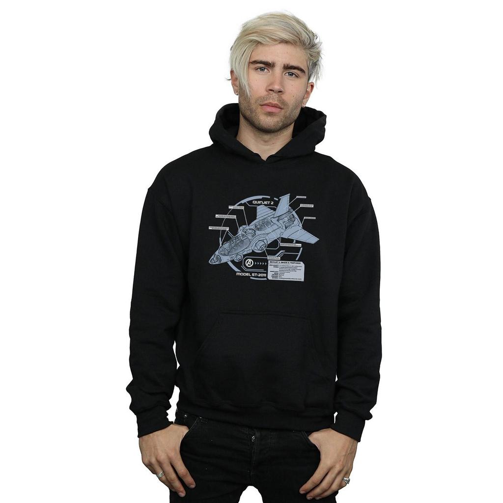 Marvel Mens The Avengers Quinjet Breakdown Hoodie