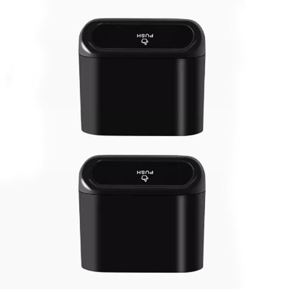 Push Lid Hanging Car Trash Can Square Portable Vehicle Waste Bin Storage Organizer Black White Pink Car Interior Garbage Holder