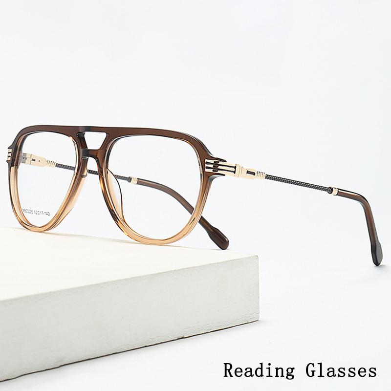 Pilot Double Beam Acetate Oversized Photochromic Anti Blue Ray Presbyopic Reading Glasses Custom 0~+600