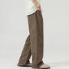 Men Pants Solid Color Straight Wide Leg Retro Style Pants with Pockets Zippered Trousers for Daily Home Streetwear Sports