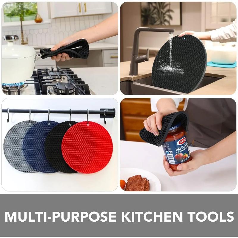 Silicone Trivet Mats Heat Resistant Pot Holders Multipurpose Non-Slip Pads for Kitchen Potholders Dishers Jar Open