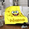 Custom Name Spongebob Forest flannel Blanket for Super Soft Cute Comfort Blanket for Travel Bedding Couch Sofa Blanket