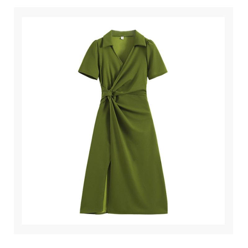 Plus Size Waist-Cinched Slimming Skirt for Women - French Style Summer Polo Dress