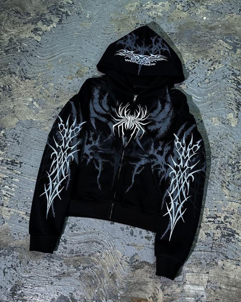 2025 European Autumn 3D Print Zipper Hoodie - Retro Y2K Style