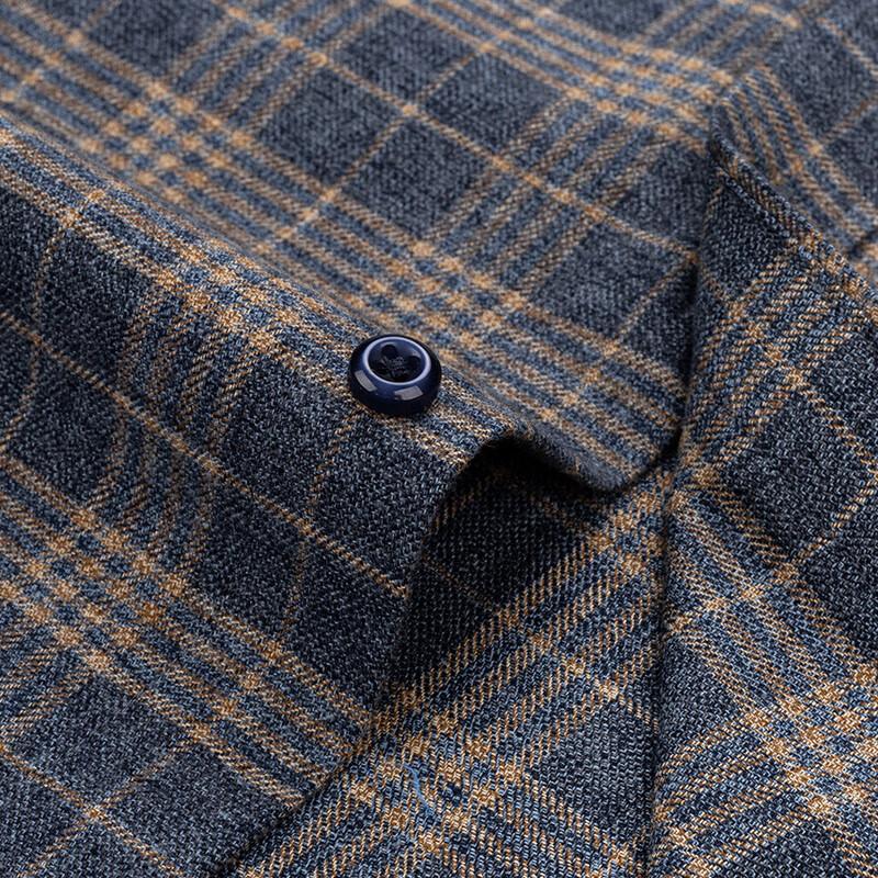 FIRS Men's Pure Cotton Brushed Plaid Long-Sleeve Shirt