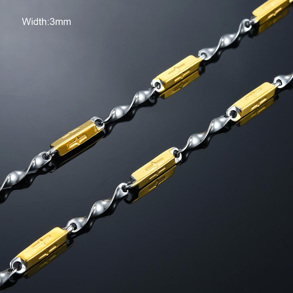 Width 3mm Stainless Steel Rolo Bamboo Chain High Quality Gold/Silver Necklace Men Women Choker Jewelry Accessories