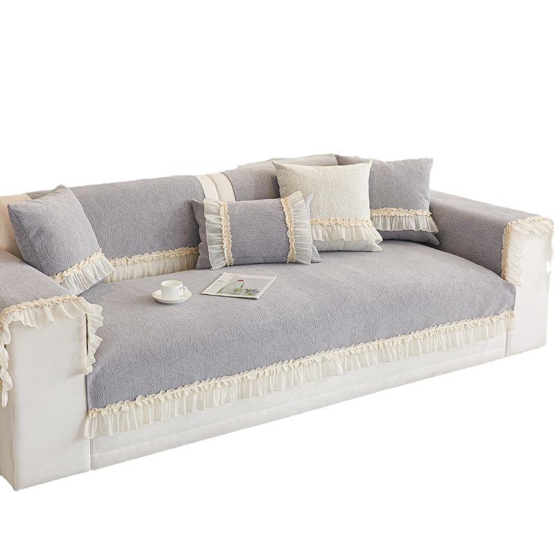 Cream Wind Sofa Cushion Universal In All Seasons French Skirt Sofa Cover Simple Non-Slip Chenille Seat Cushion Cover Cloth Towel