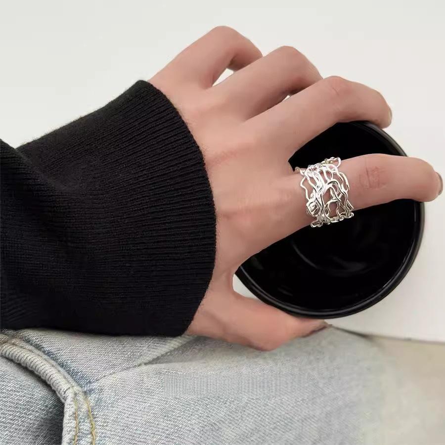 Sterling Silver Niche Design Open Ring: Korean Style, Stackable, Colorfast, Light Luxury