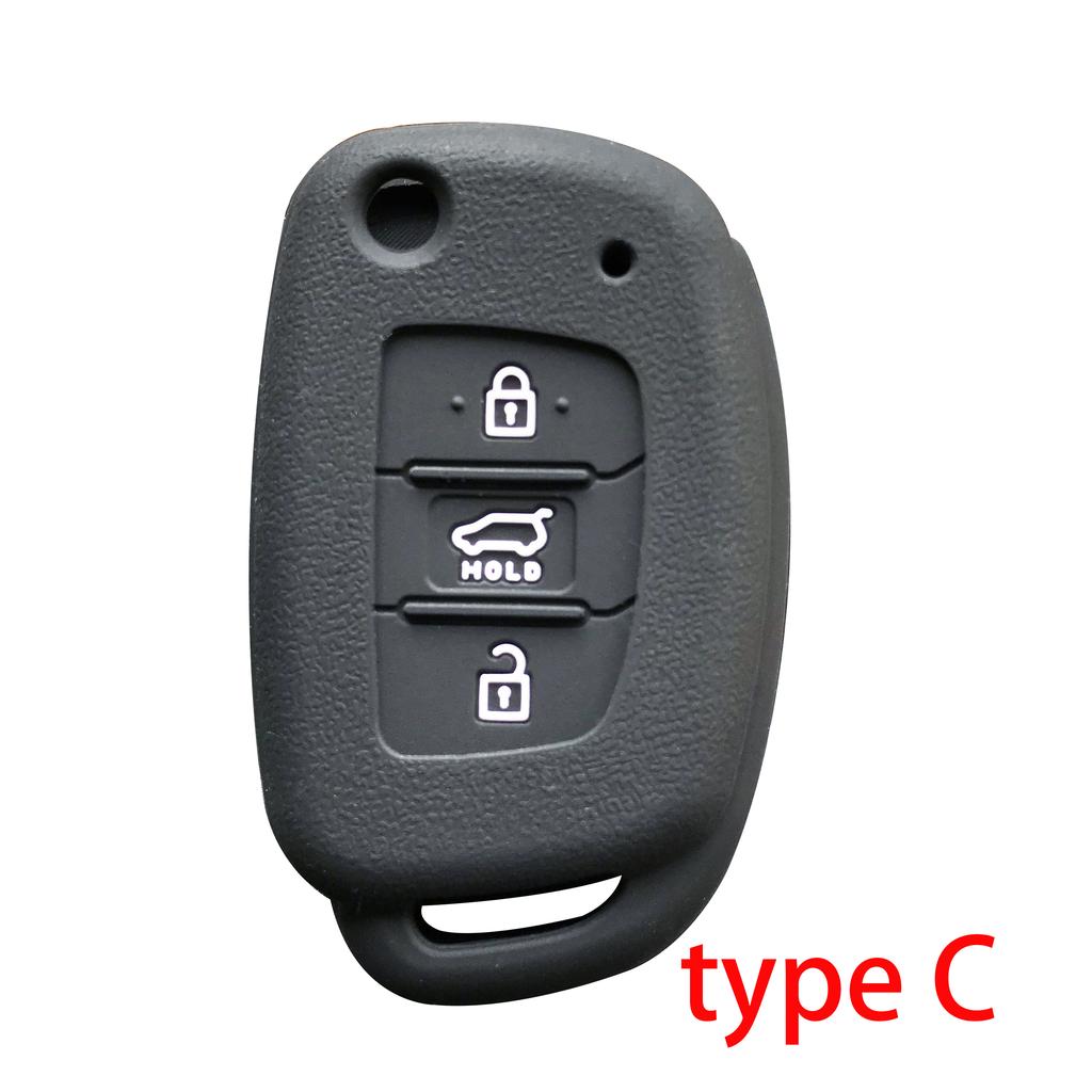 Key Case for Hyundai Accent Ix25 Tucson Ix35 2014 Elantra Creta Verna I40 I10 Solaris 2015 2016 2021 3 Button Silicone Key Cover