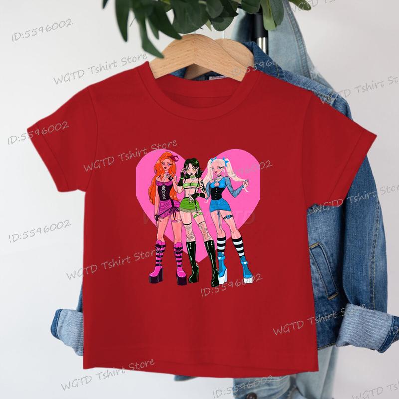 Baby Girl Clothes KPop Demon Hunters Fashion Toddler T Shirts Cotton Shortsleeve Tops 2025 Movie New Cartoon Girls T-shirt Tops