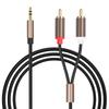 Cabo de Áudio de Liga de Alumínio Cinza Metálico 3,5 mm para 2 RCA, Divisor Y RCA Estéreo de Cobre Livre de Oxigênio para Telefone, Amplificador, Alto-falante, Áudio de Carro